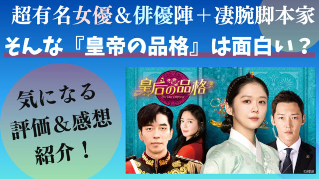 チェ・ジニョク主演・韓国ドラマ【皇后の品格】おもしろい？つまらない？